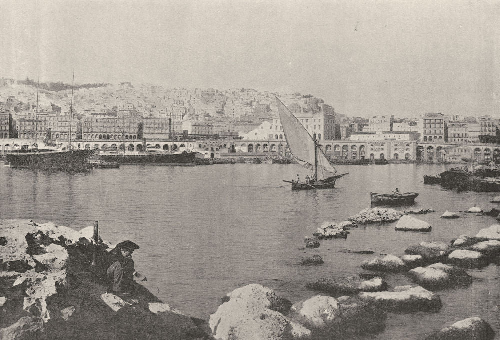 ALGERIA. Algiers (Alger) . Entrée du port 1895 old antique print picture